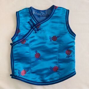 Girls Vest Silk Sleeveless Asian Costume Fashion Paisley Vneck Medium 6 - 8 New
